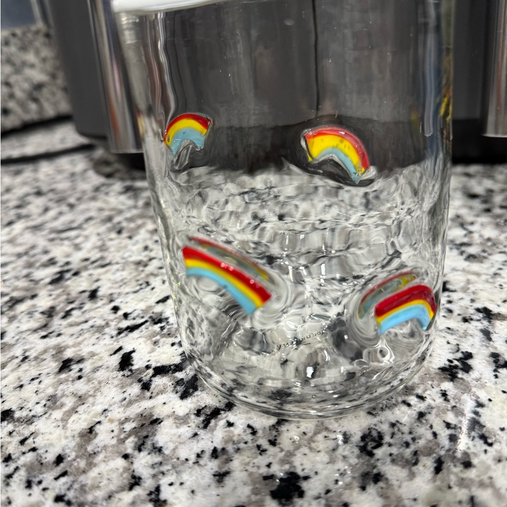 Anthropologie Clear Glass with Vibrant Rainbow Accents